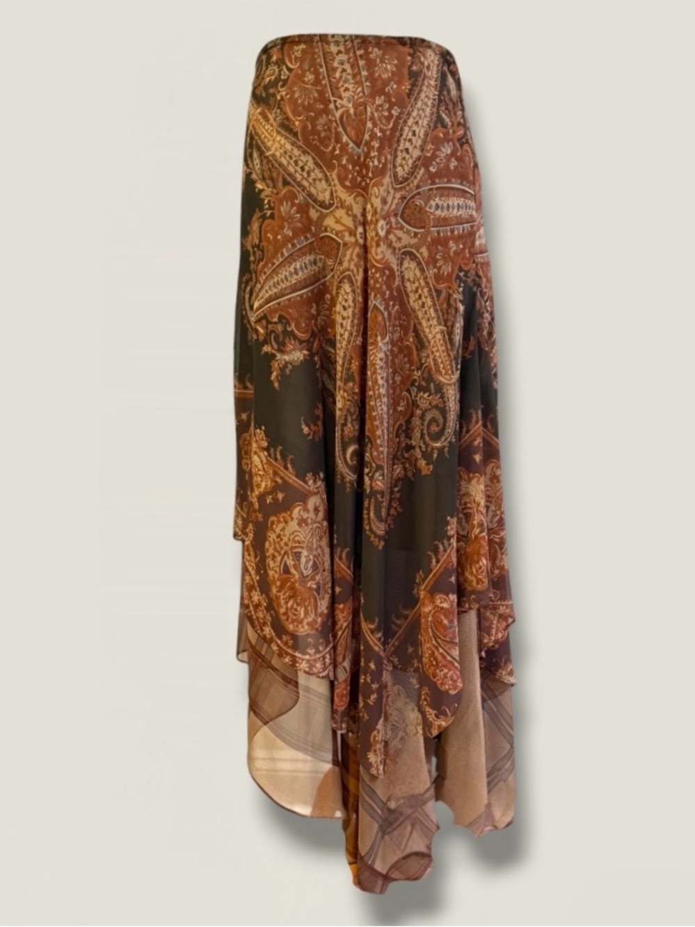 RALPH LAUREN Silk Paisley Handkerchief Skirt Size Small